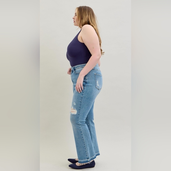 Judy Blue Mid Rise Medium Wash Released Shadow Hem Bootcut Jeans Various NEW - Picture 12 of 16